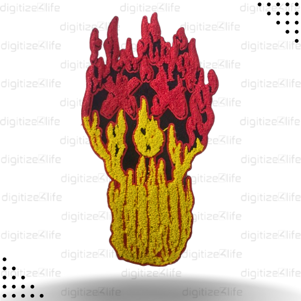 Flaming Skull Chenille Patch