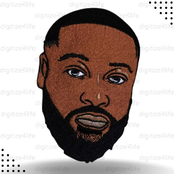 Man Straight Face Embroidered Patch