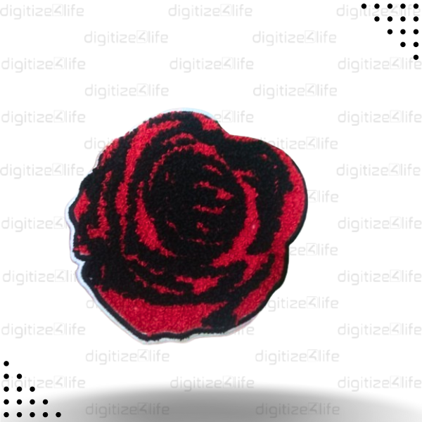 Red and Black Rose Chenille Patch
