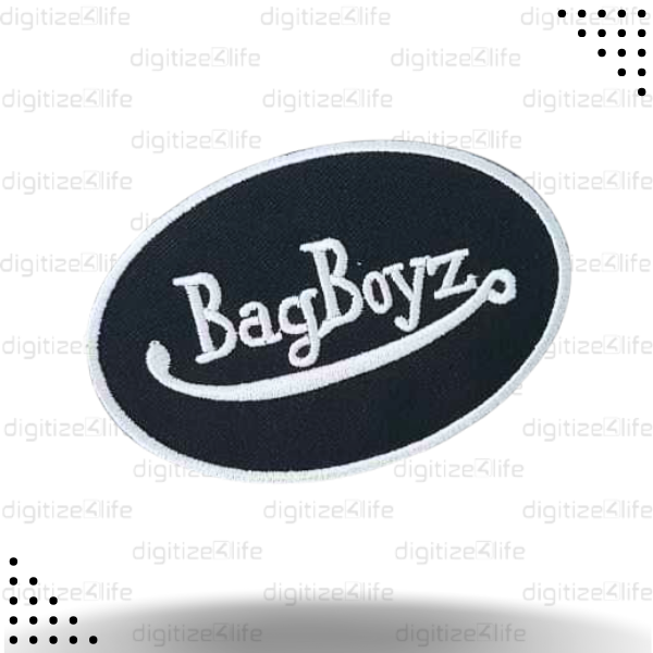 Silver and Black BagBoyz Embroidered Patch
