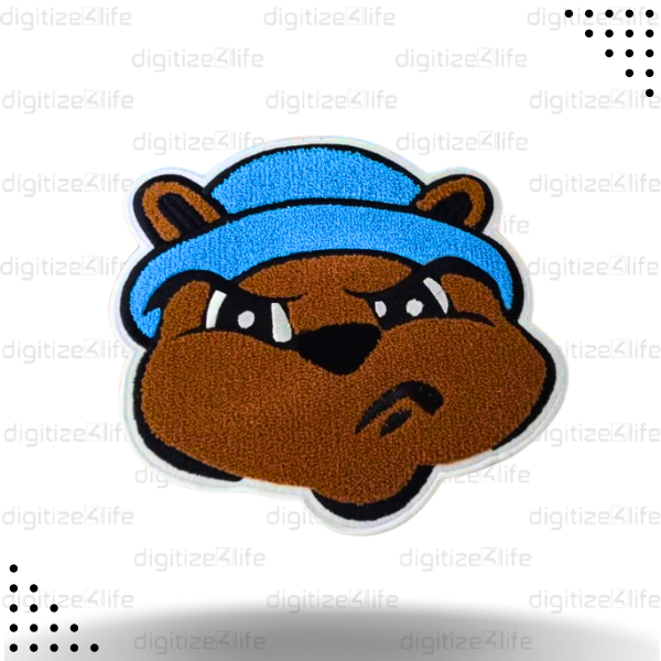 Bear with Blue Cap Chenille Patch