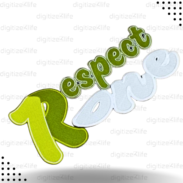 Green and White Text Respect One Embroidered Patch