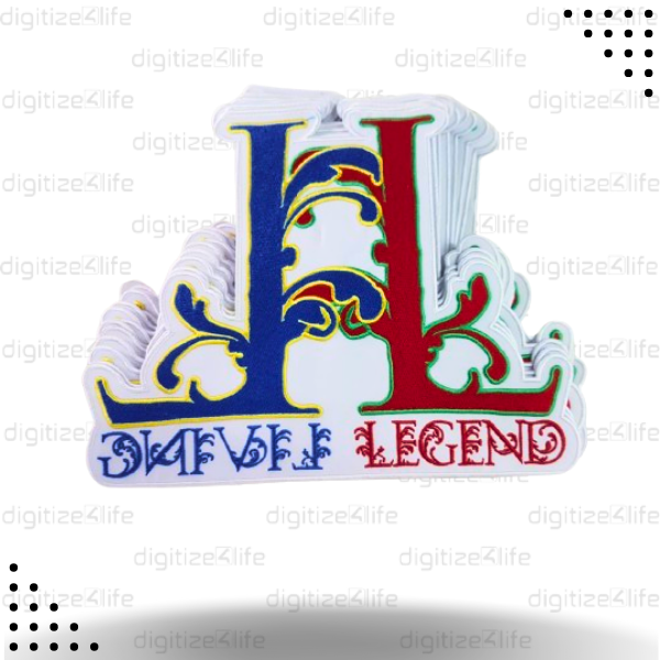Letter 'L' Blue and Red Designed Embroidered Patch