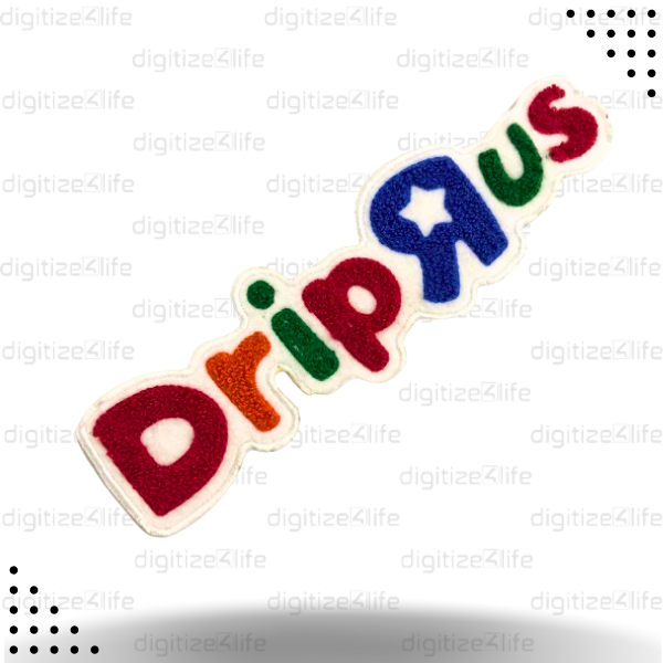 Driprus Written in Multicolor Chenille Patch