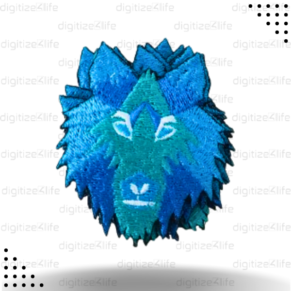 Blue Lion Embroidered Patch