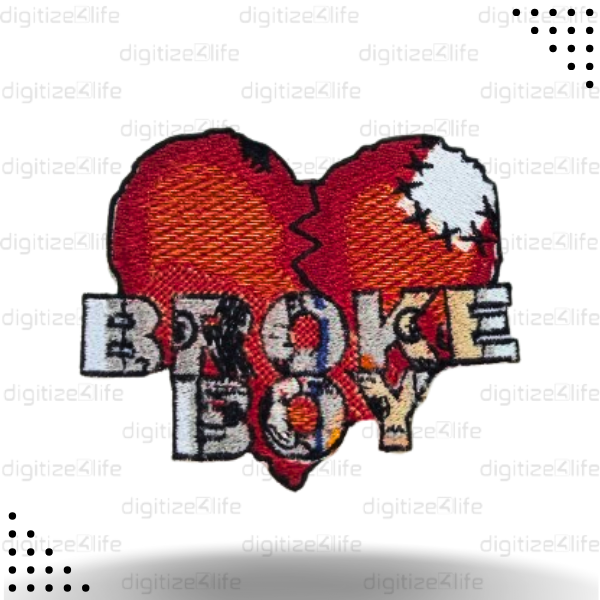 Red Broken Heart Embroidered Patch
