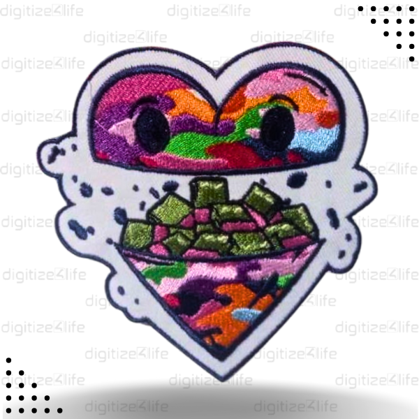 Multi-Color Heart Embroidered Patch