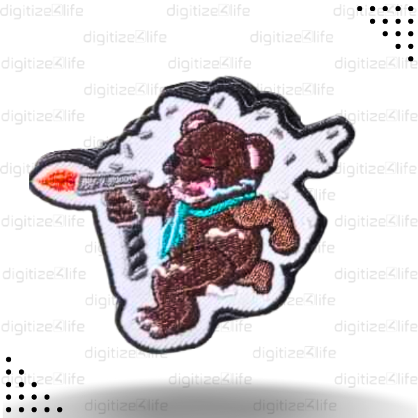 Bear with Gun Embroidered Patch
