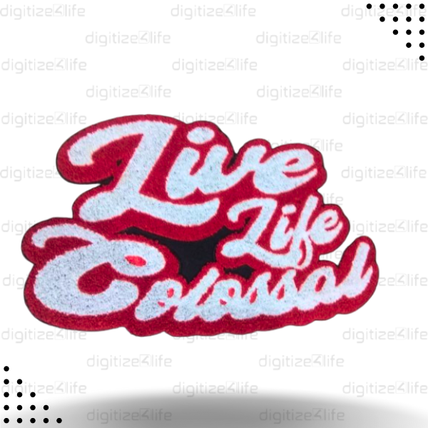 Red Live Life Colossal Chenille Patch