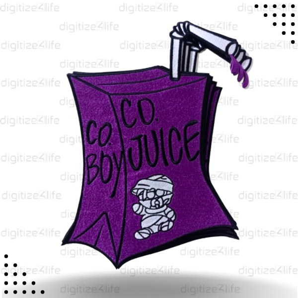 Purple Juice Box Embroidered Patch