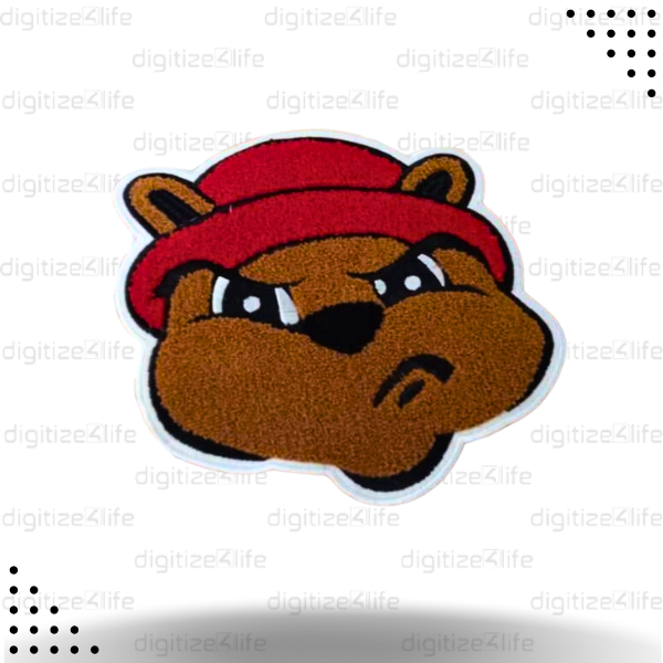 Bear with Red Cap Chenille Patch