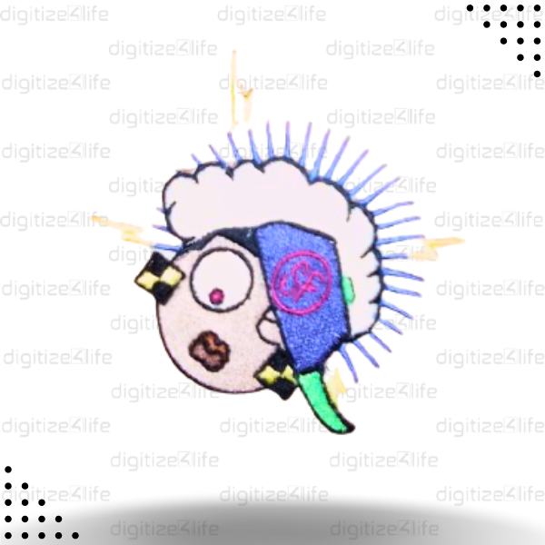 Scared Lady face with Thunder Bolts Embroidered Patch