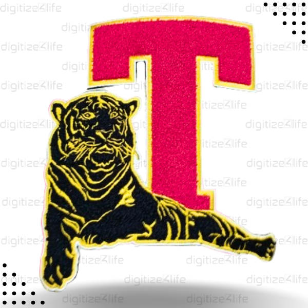 Letter T Tiger Chenille Patch