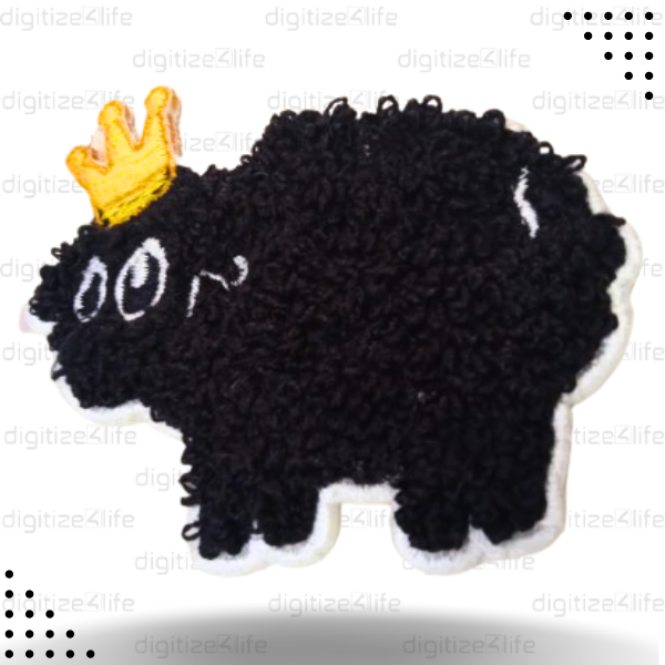 Black Sheep with Crown Chenille Patch