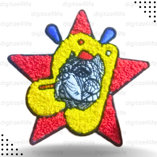 Dog Face on Star Chenille Patch