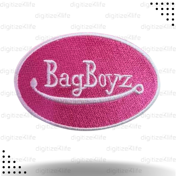 White and Pink BagBoyz Embroidered Patch