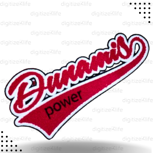 Red Dunamis Power Text Chenille Patch