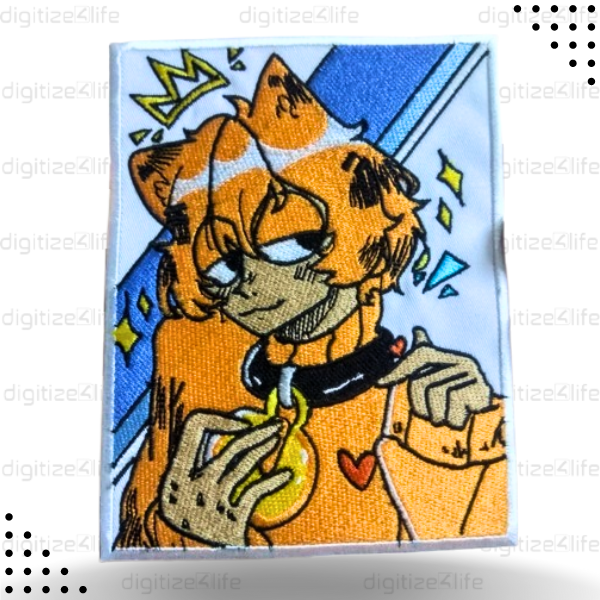 Animated Orange Cat Embroidered Patch