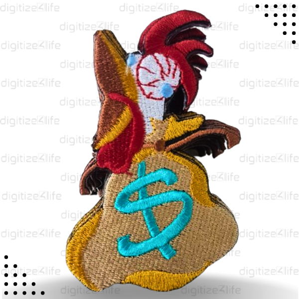 Roaster with Money Embroidered Patch