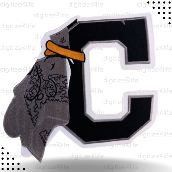 Black Letter C with bandage Embroidered Patch