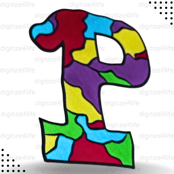 Multicolored Letter P Embroidered Patch