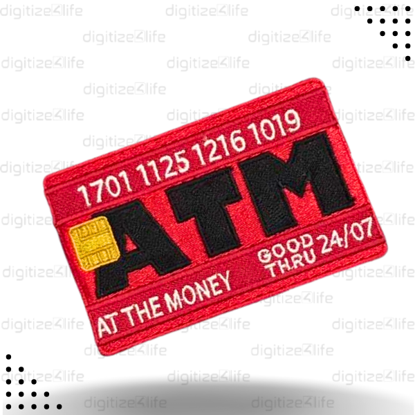 Red ATM Card Embroidered Patch