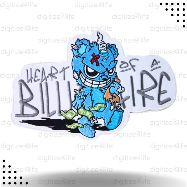 Blue Bear Throwing Money  Embroidered Patch