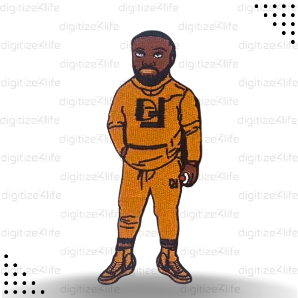Boy Wearing Yellow Tracksuit Embroidered Patch