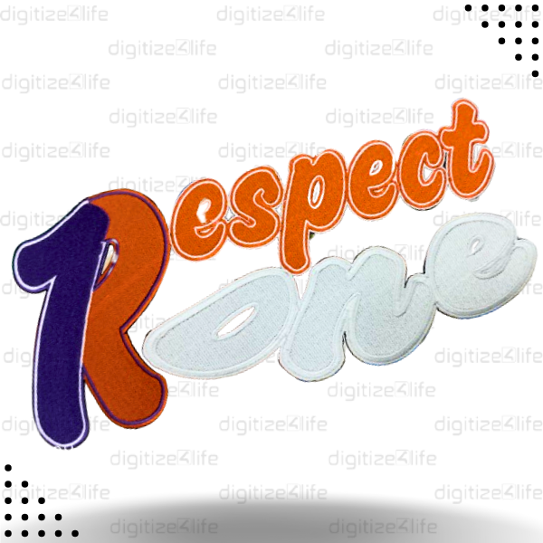 Respect One Embroidered Patch Text Multiple Colors