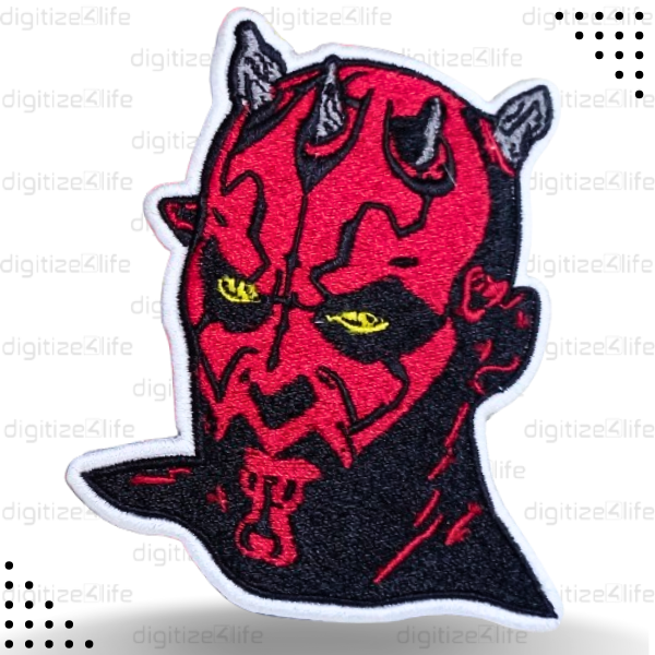 Red Alien with Four Horns Embroidered Patch