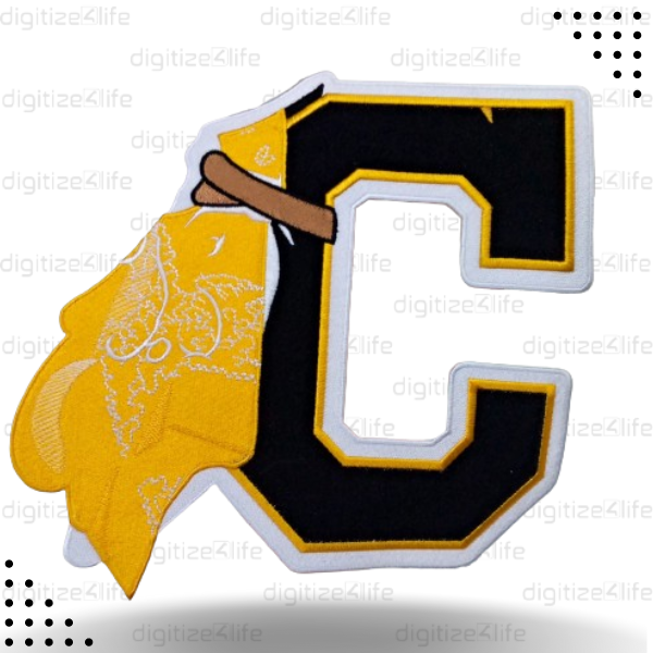 Golden and Black Letter C Embroidered Patch