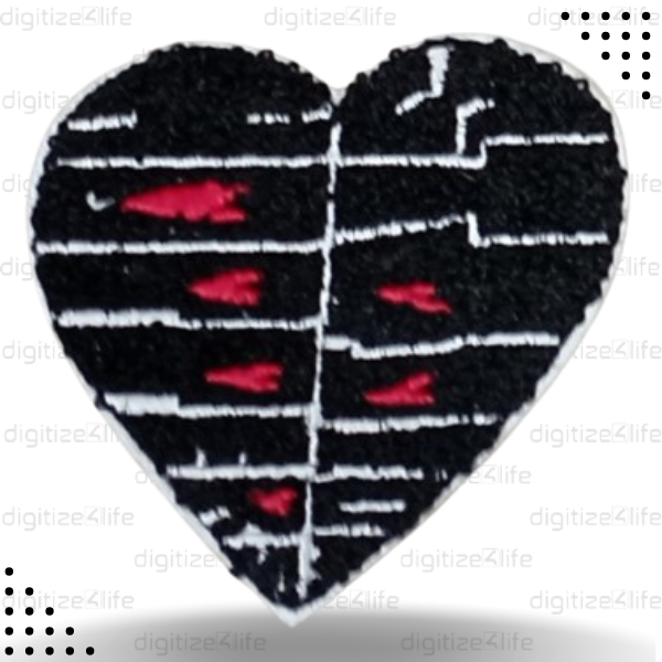 Black Heart Chenille Patch