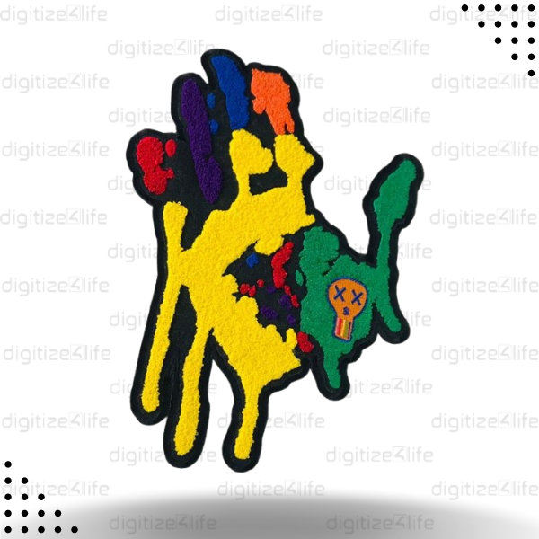 Multicolor Hand 3D Puff Embroidery
